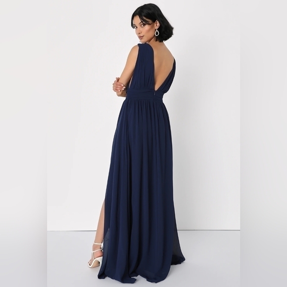 Lulu's Heavenly Hues Navy Formal Gown - Picture 3 of 13